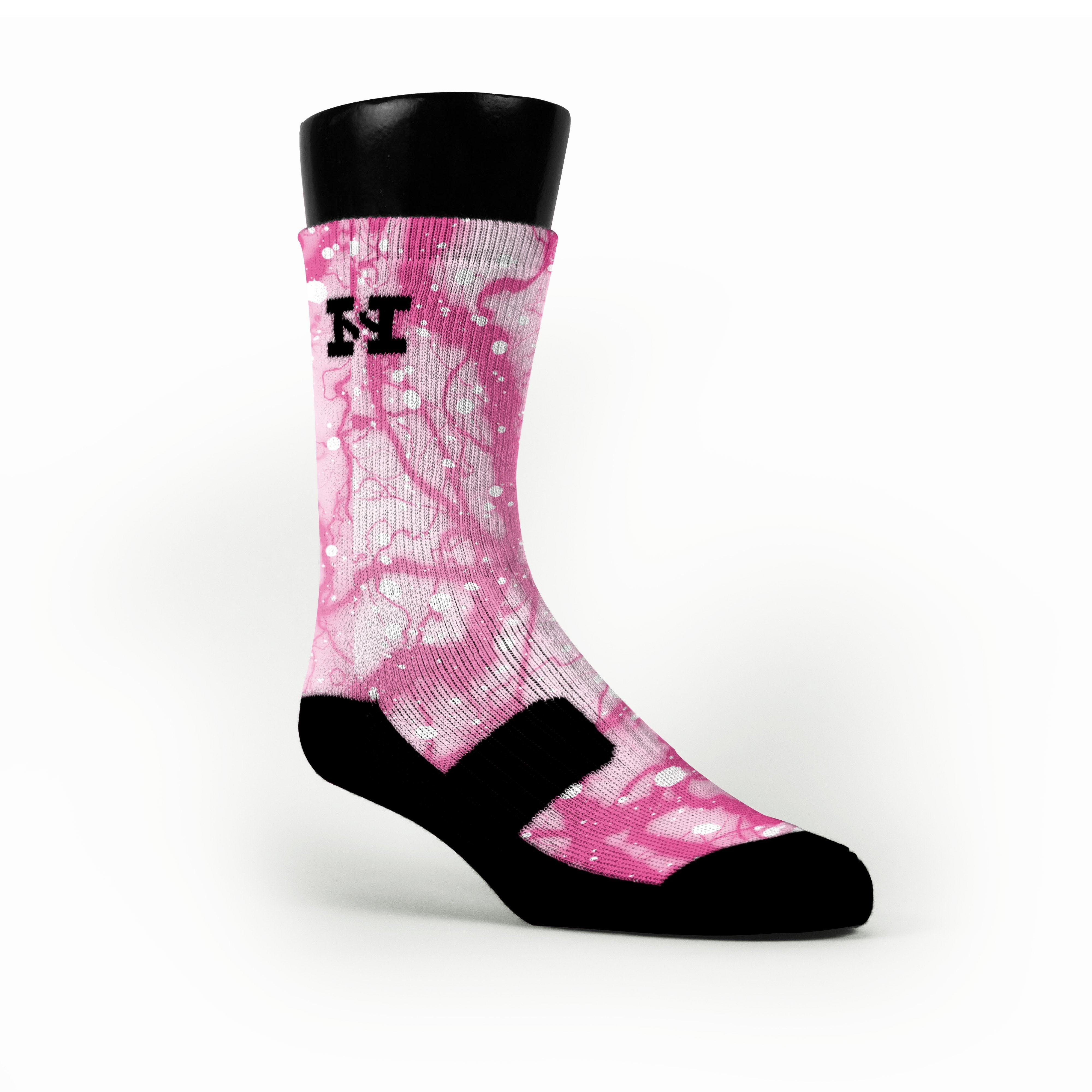 Mens Socks Pink Under Armour Socks Pink Splatter Bolt Custom Nike