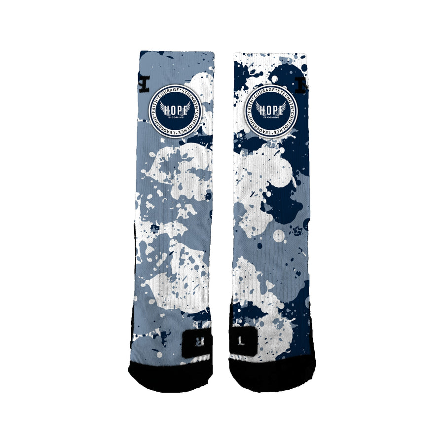 Hope Is Coming 12u Basketball 3 Peat Splatter Socks