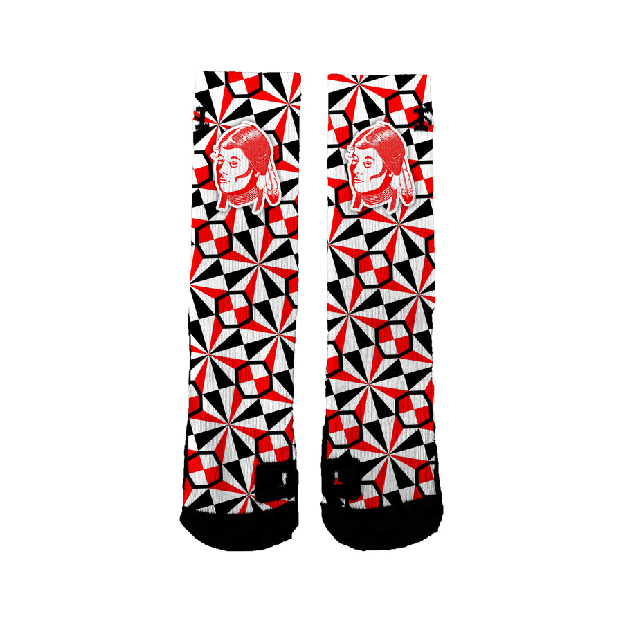 Arlee Warriors/scarlets Pinwheel Socks