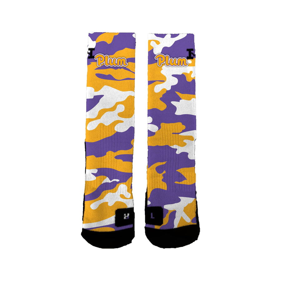 Plum High Music Boosters Camo Socks
