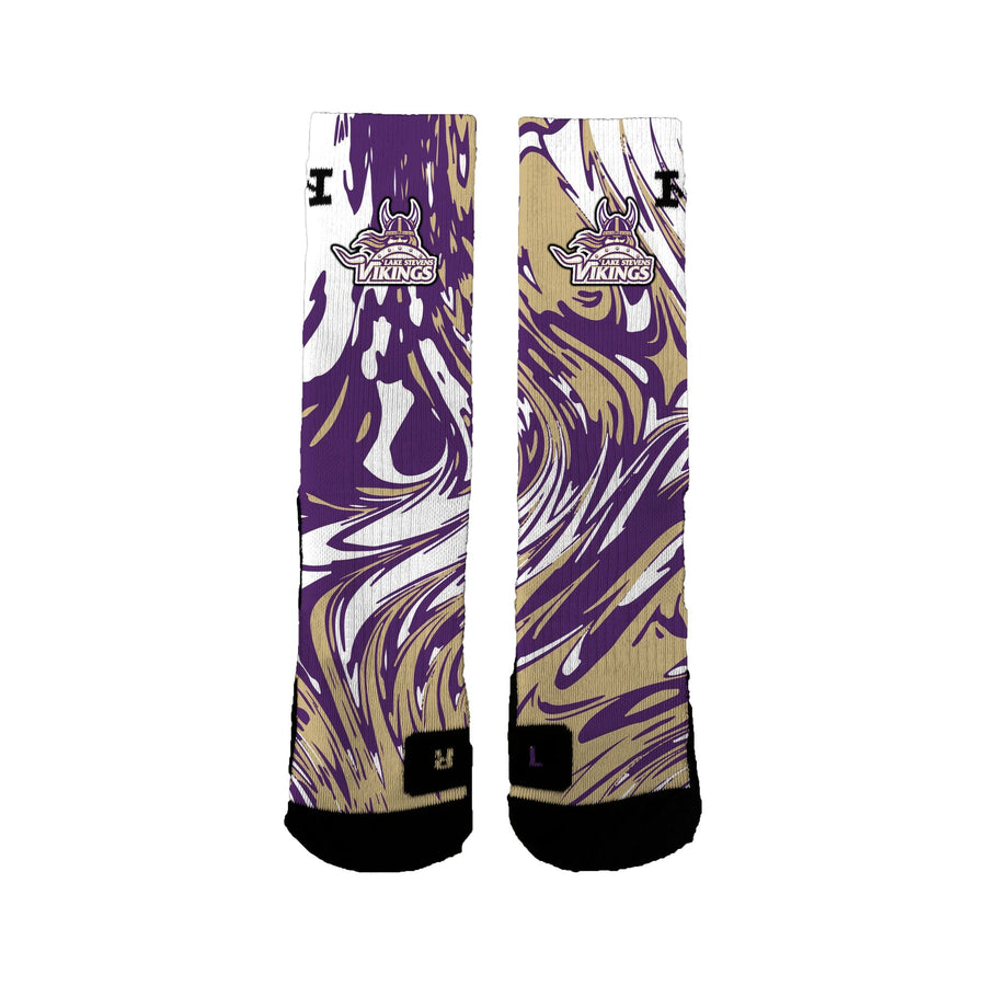 Lake Stevens Volleyball Purple And Gold Swirl Socks