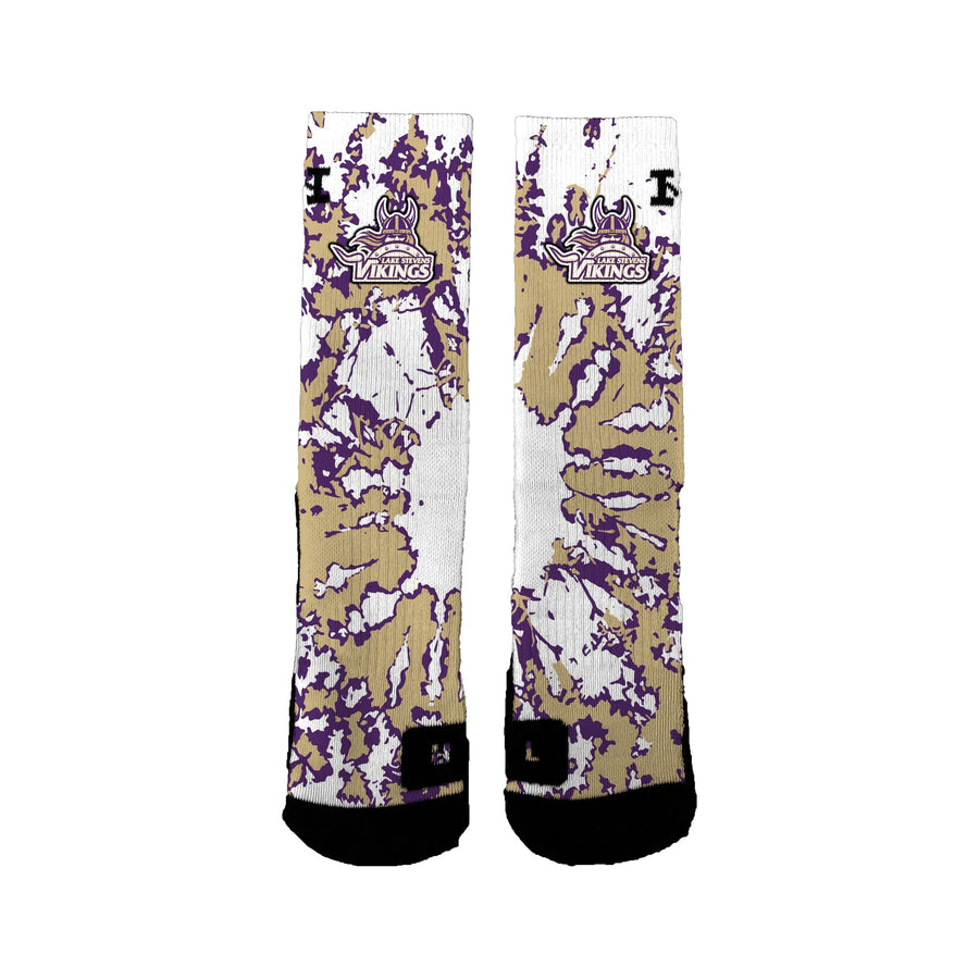 Lake Stevens Volleyball Purple And Gold Tie Dye Socks