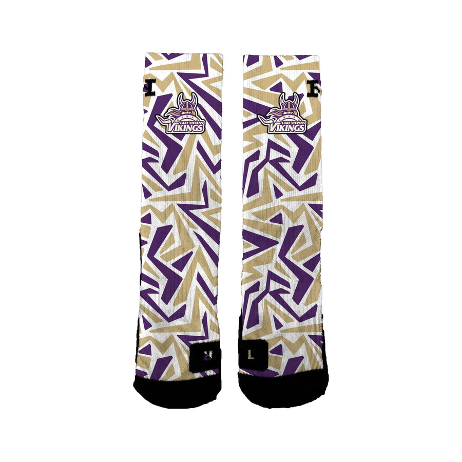Lake Stevens Volleyball Purple And Gold Maze Socks