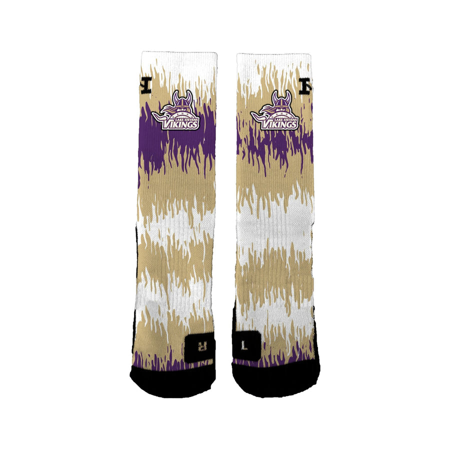 Lake Stevens Volleyball Purple And Gold Scribbles Socks